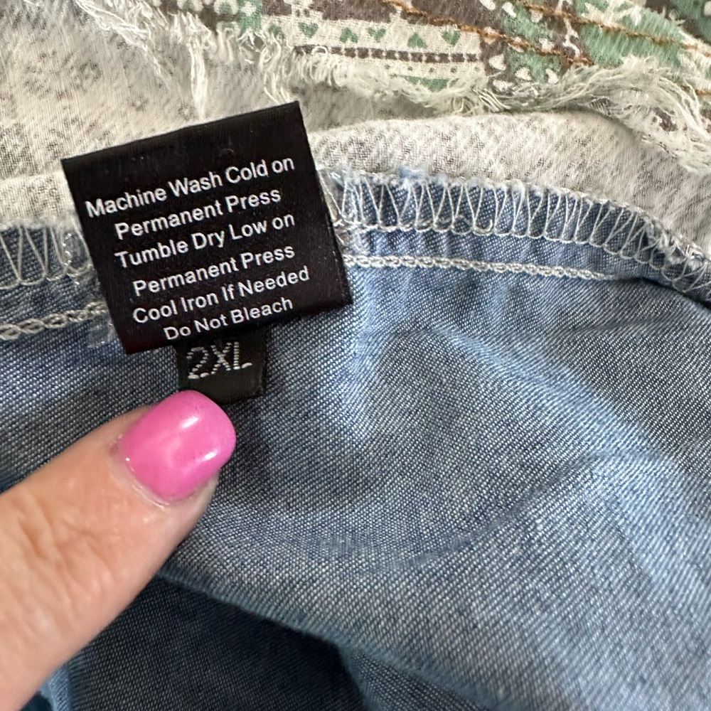 Pol Oversized Poncho Patchwork Button-Down Shirt - image 7